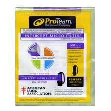 ProTeam Intercept Micro Filter Vacuum Backpack Bag Replacement